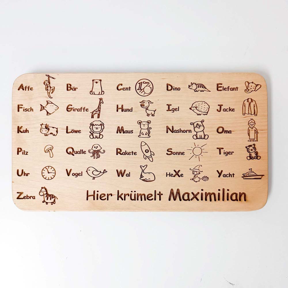 Für I-Dötzchen Erlenbrettchen mit Buchstaben und Motiven zum lernen