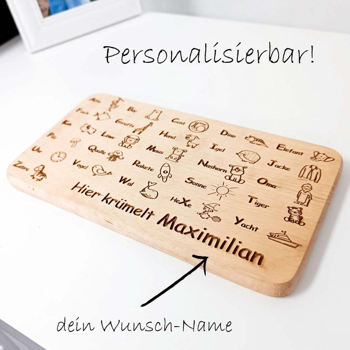 Brettchen mit ABC motiven und Name personalisiert