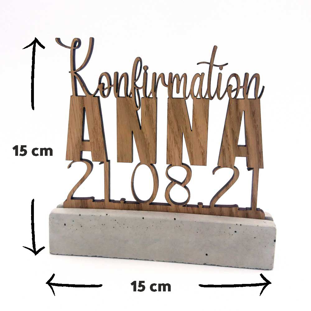 Holz-Beton-Aufsteller KONFIRMATION
